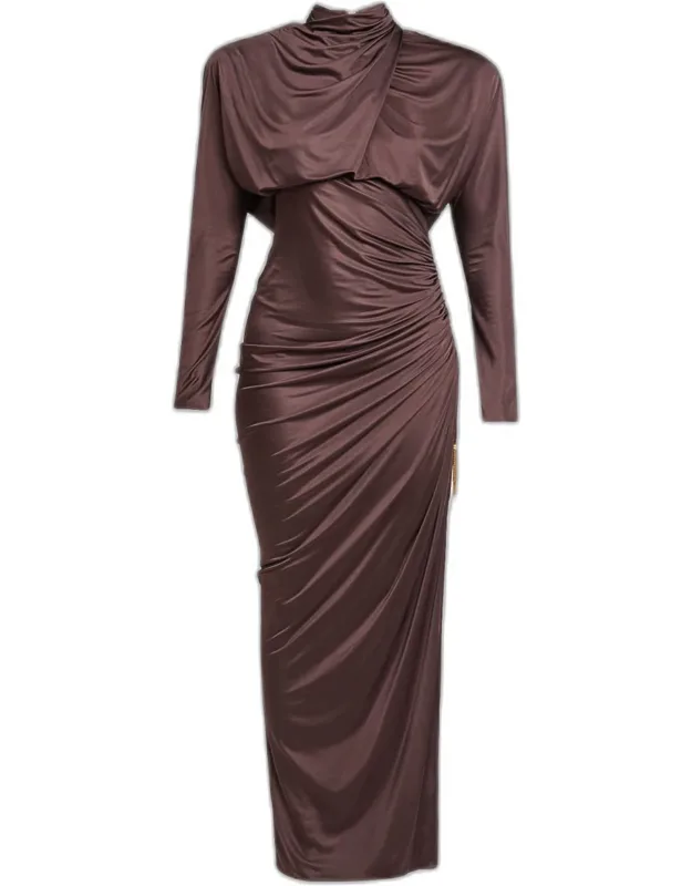 Ruched Slit Maxi Dress