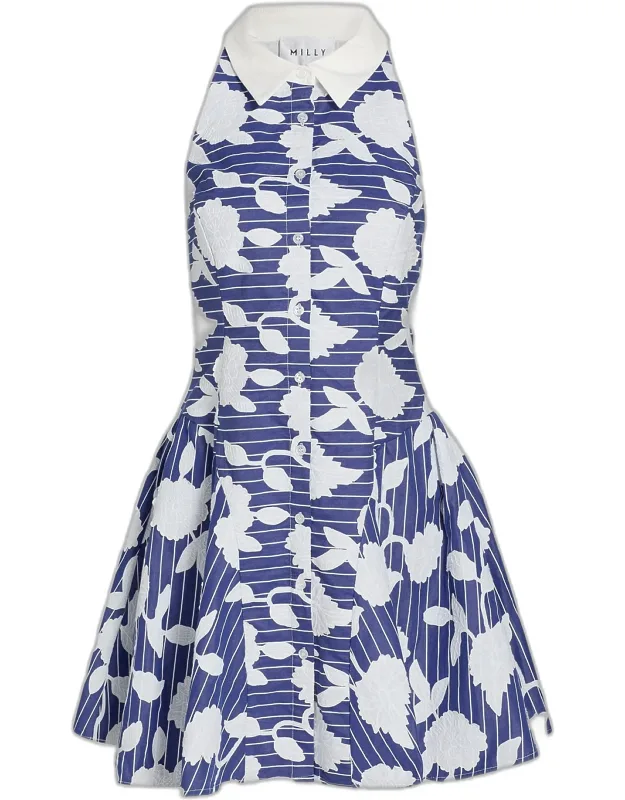 Floral-embroidered Mini Dress