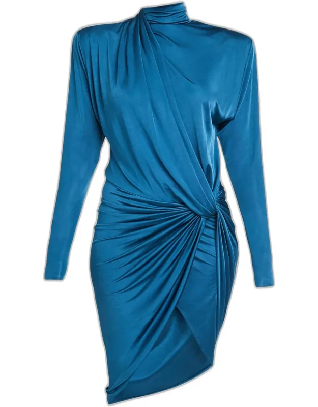 Draped Jersey Long-sleeve Dress