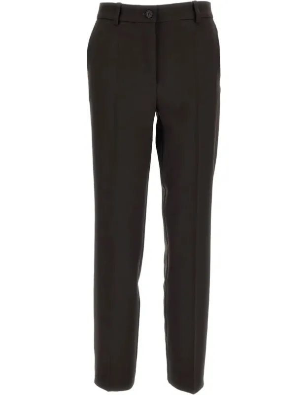 Stretch Wool Straight-leg Pants