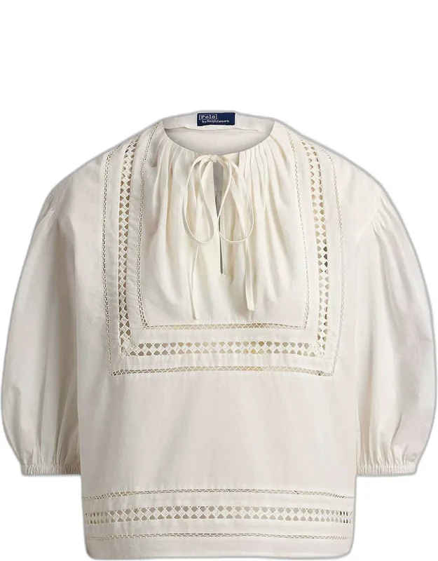 Lace-trim Cotton Top