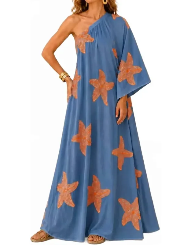 Starfish One-shoulder Caftan Maxi Dress