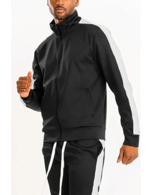 Track Single Stripe Jacket - Full Zip, Elastic Cuffs