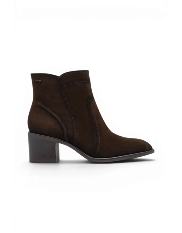 Suede Leather Heeled Ankle Boots