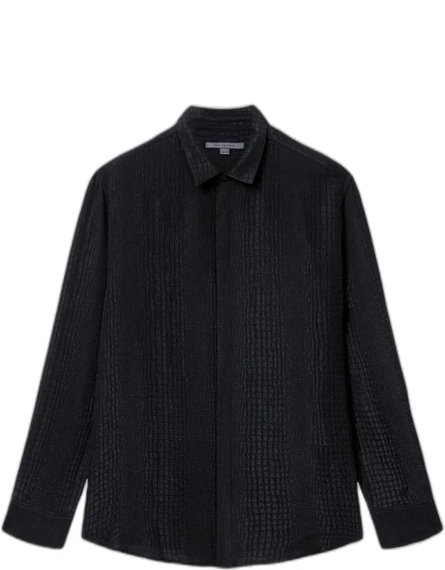 Clone Vito Croc-jacquard Silk Button-front Shirt