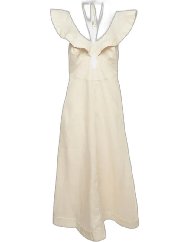 Linen Halcyon Flutter Midi Dress