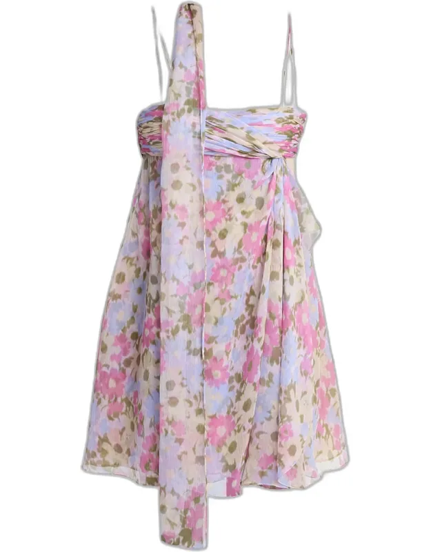 Floral Silk Georgette Mini Babydoll Dress