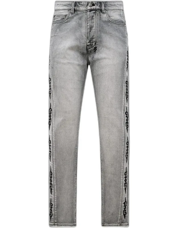 Graphic Cotton Tapered-leg Jeans
