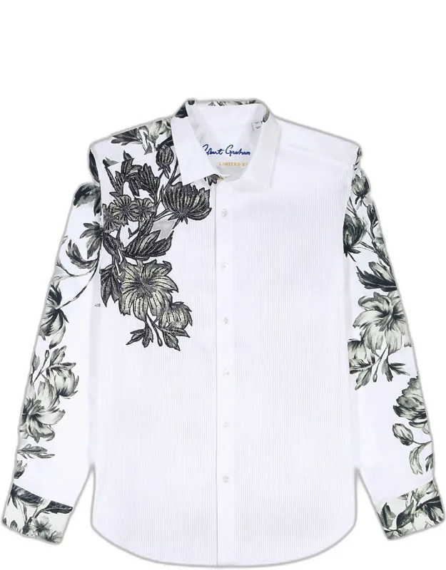 Striped Floral Cotton Shirt