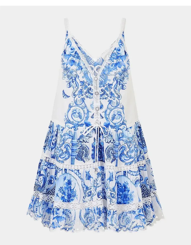 Panoramic Cotton & Silk Mini Dress