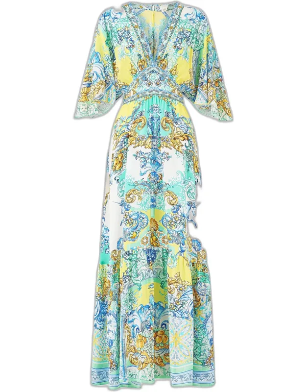 Dial Up The Tiles Silk Maxi Dress