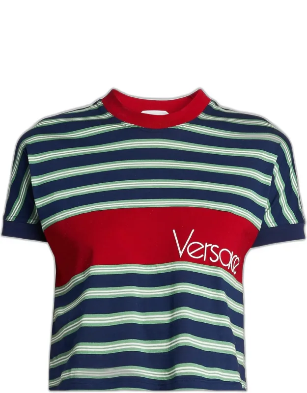 Vintage Logo Striped Cotton T-shirt