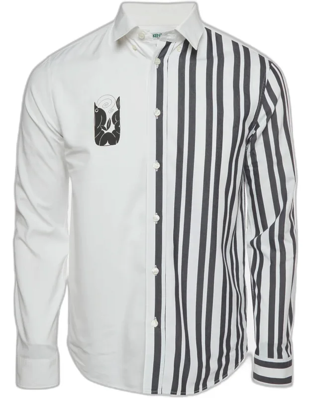 Cotton Printed Striped Button Down Shirt