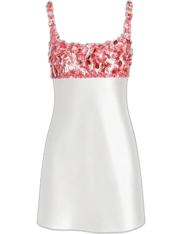 Embellished Satin A-line Mini Dress