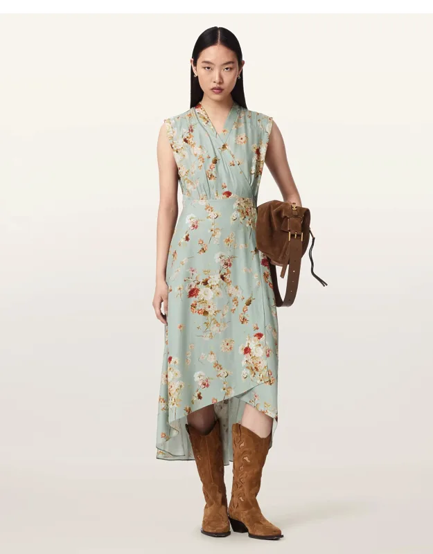 Mira Silk Blend Floral Midi Dress