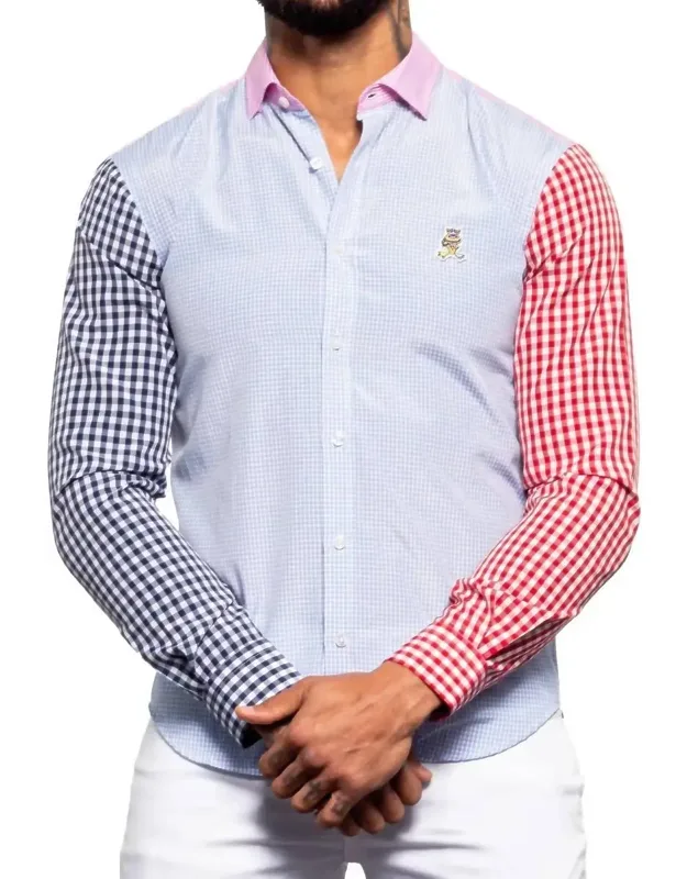 Frog Plaid Combo Button Down Shirt