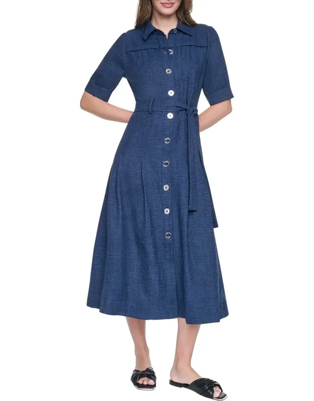 Shirt Dress - Short Sleeve, Collared Neck
