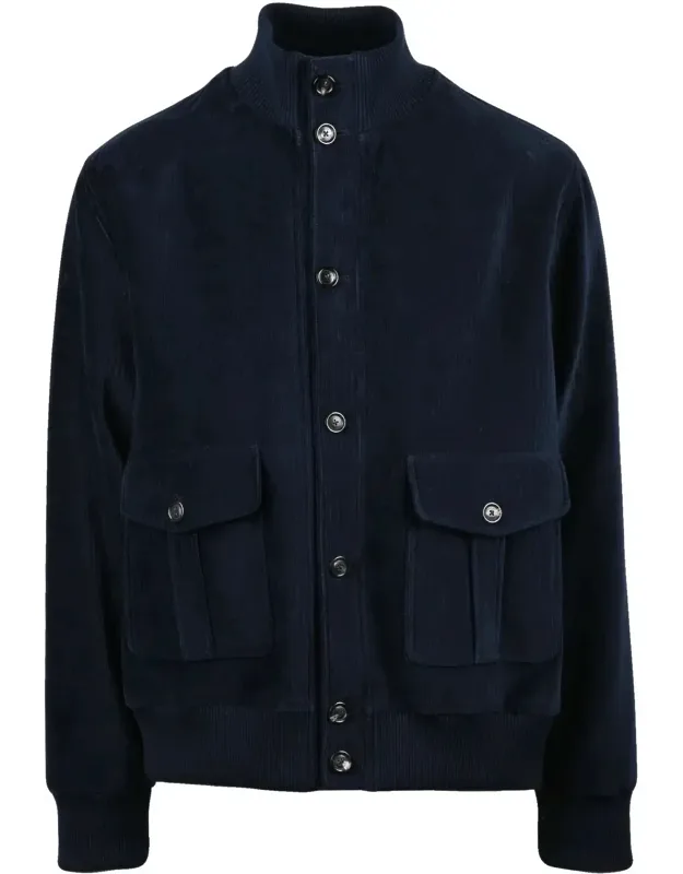 Pilot Velvet Jacket With Flannel Lining And Stand Collar