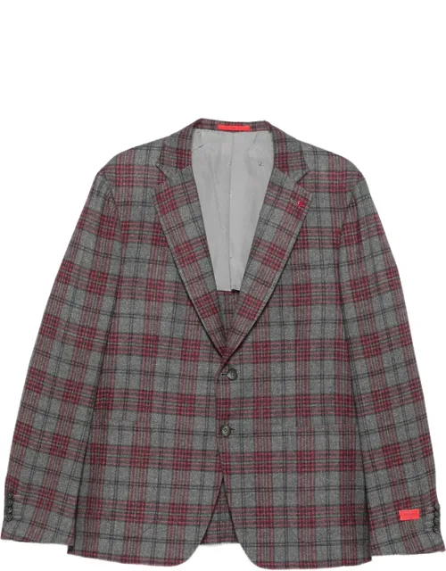 Check-pattern Notch-lapel Blazer