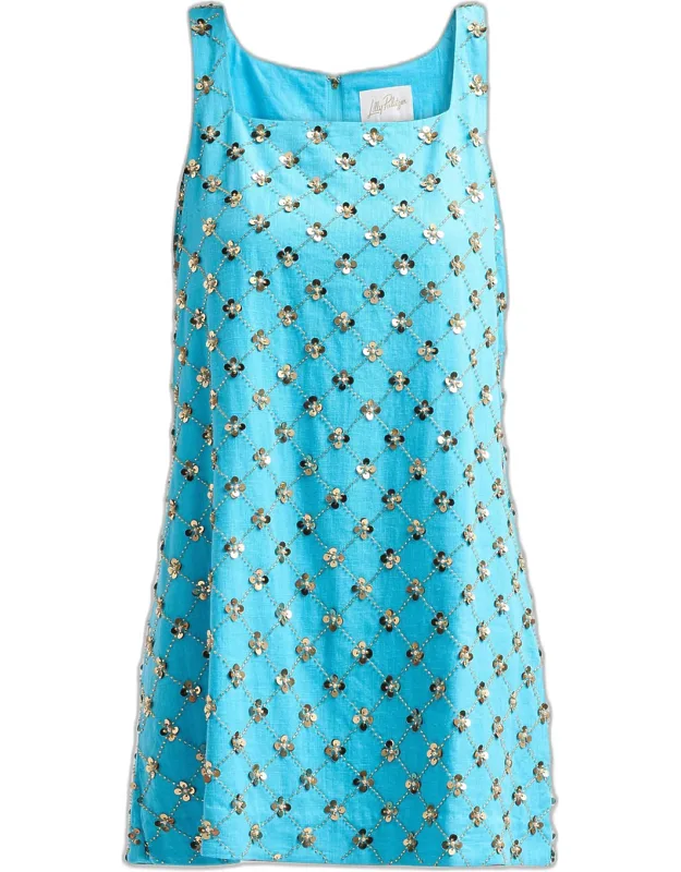 Beaded Sequin Shift Dress