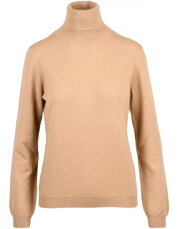High-neck Cashmere Sweater With Ribbed Details