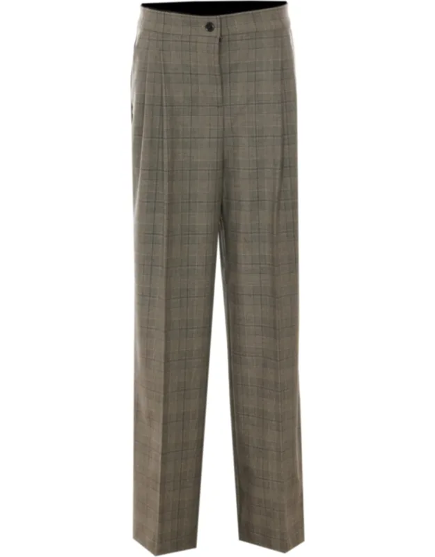 Straight-leg Tailored Pants With Classic Plaid Design