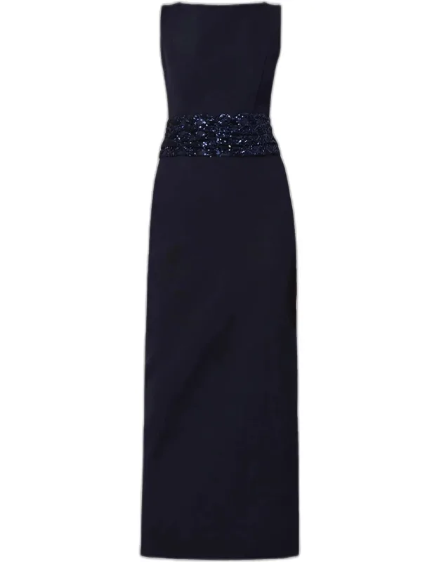 Crepe Sequin-embellished Maxi Dress