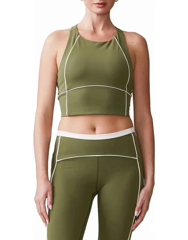 High Neck Piped Bra