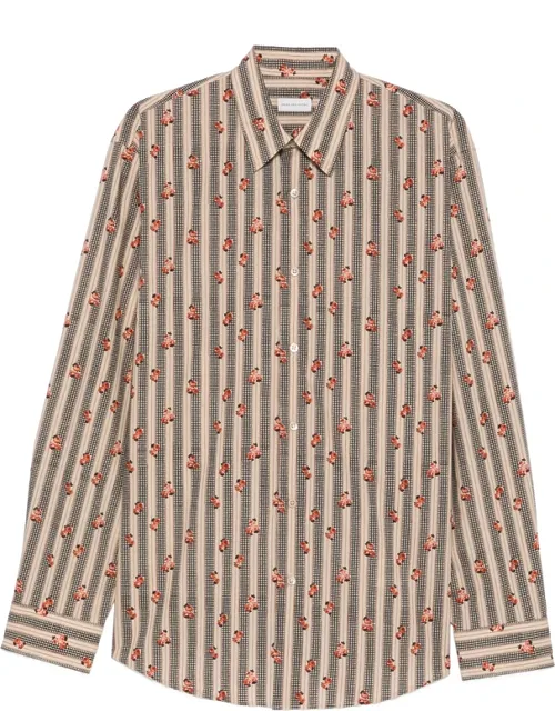Floral-print Striped Shirt