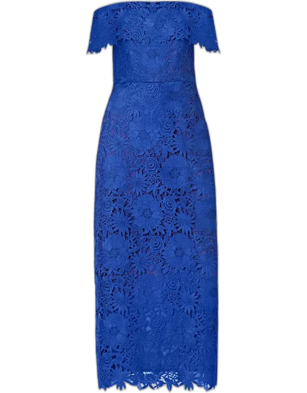 Floral Lace Sheath Maxi Dress