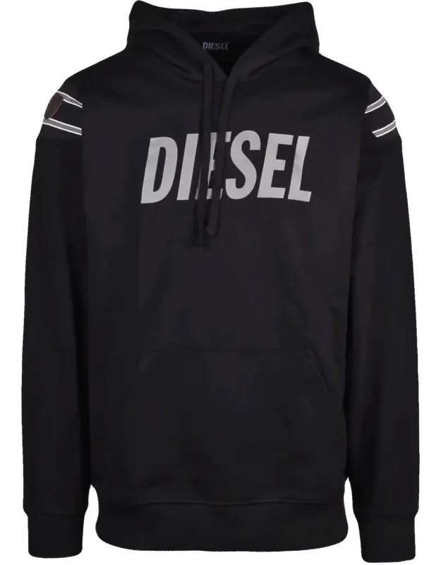 Stretch Hoodie With Bold Logo And Kangaroo Pocket