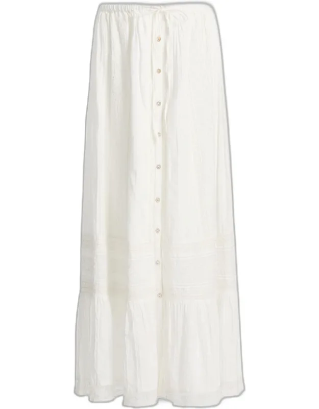 Brina Eyelet Lace Cotton Maxi Skirt