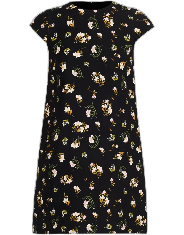 Floral-print Cap-sleeve Mini Dress