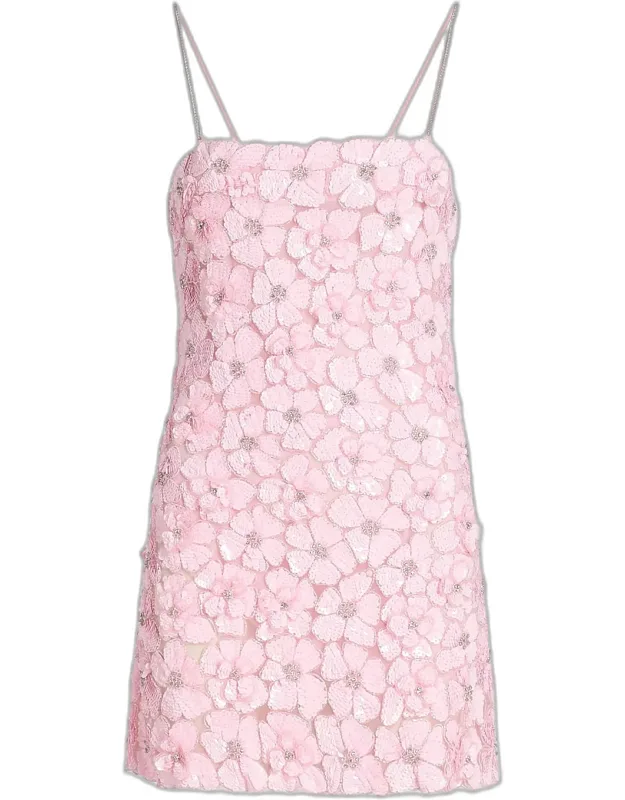 Aleria Floral-sequin A-line Minidress