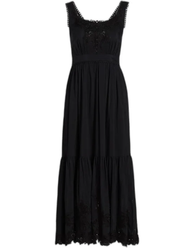 Embroidered Lace Midi Dress