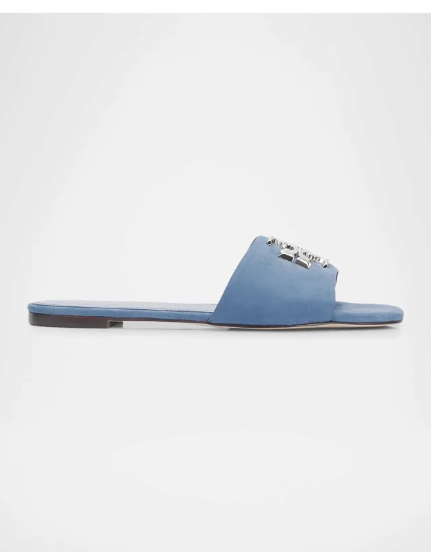 Eleanor Logo Suede Flat Sandals