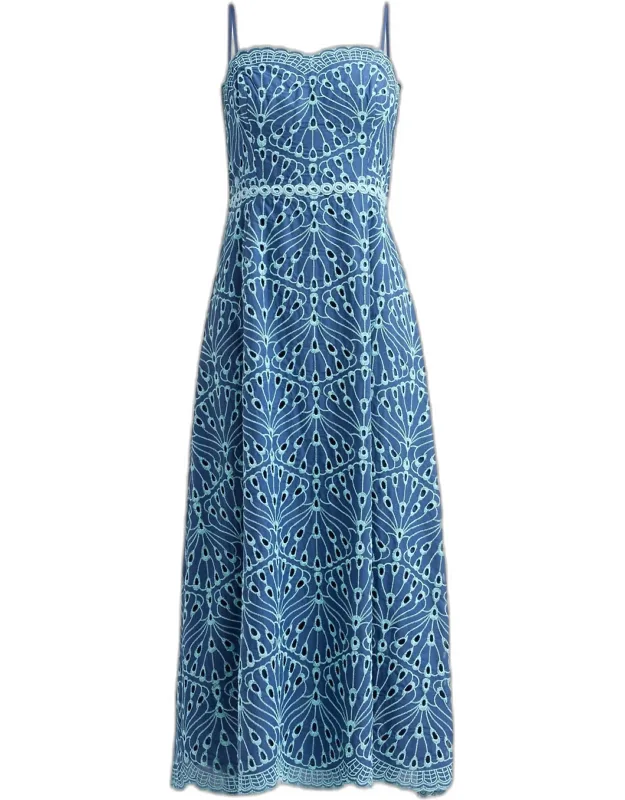 Arlin Eyelet-embroidered Scalloped Midi Dress