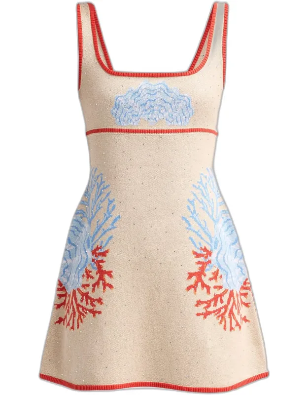 Oceanic-print Cotton-blend Mini Dress
