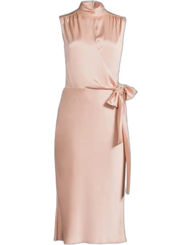 Joi Satin Tie-waist Midi Dress