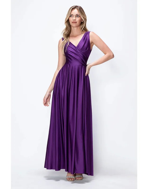Simple Sleeveless Stretchy Long Dress With Side Pockets