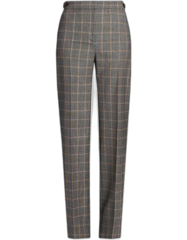 Check Wool Slim Pants