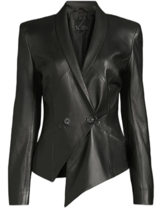Vintage Double-breasted Leather Blazer