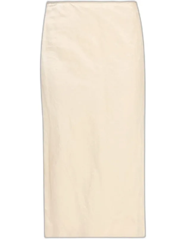 Cotton-blend Crinkled Straight Skirt