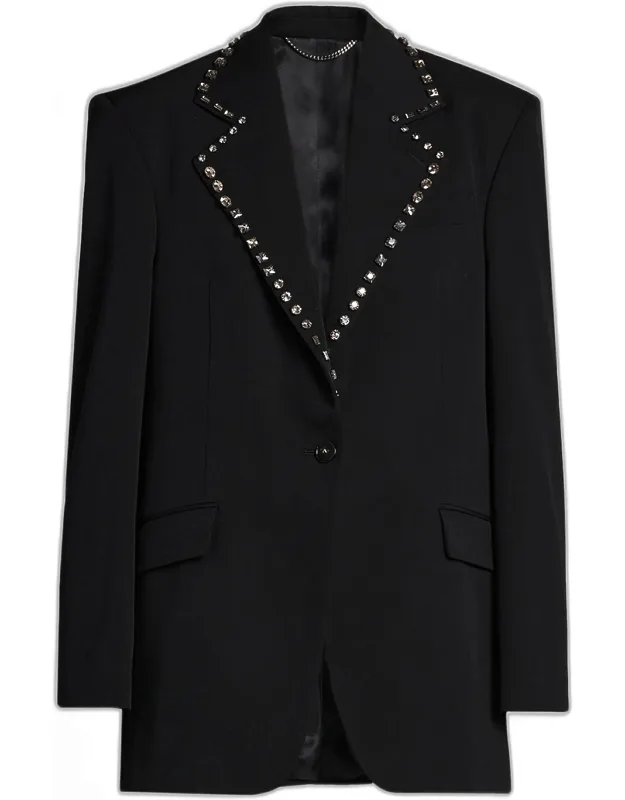 Embellished Lapel Wool Blazer