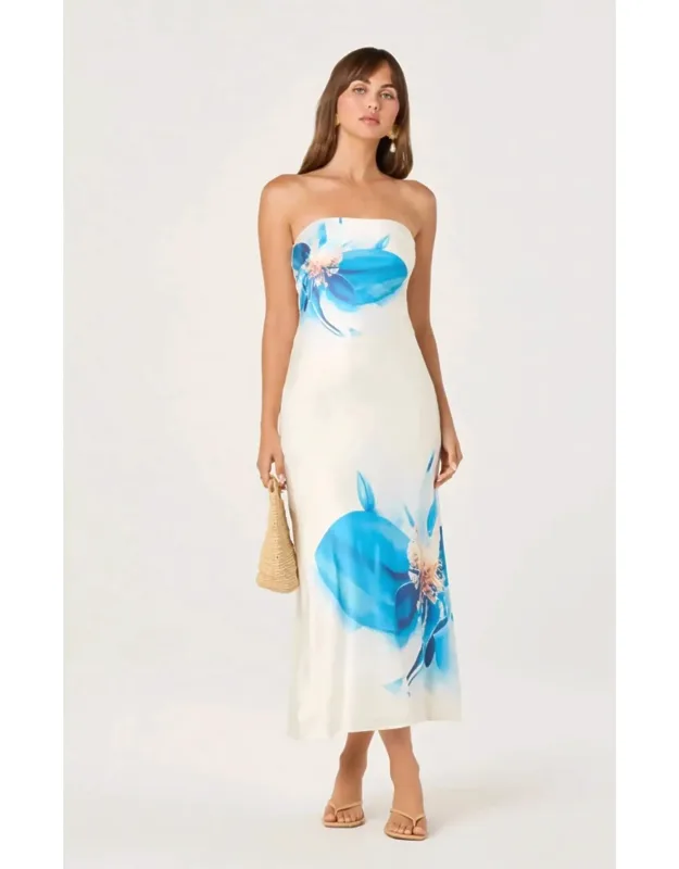 Annabeth Dress In Floral - Strapless Maxi With Zip Closure