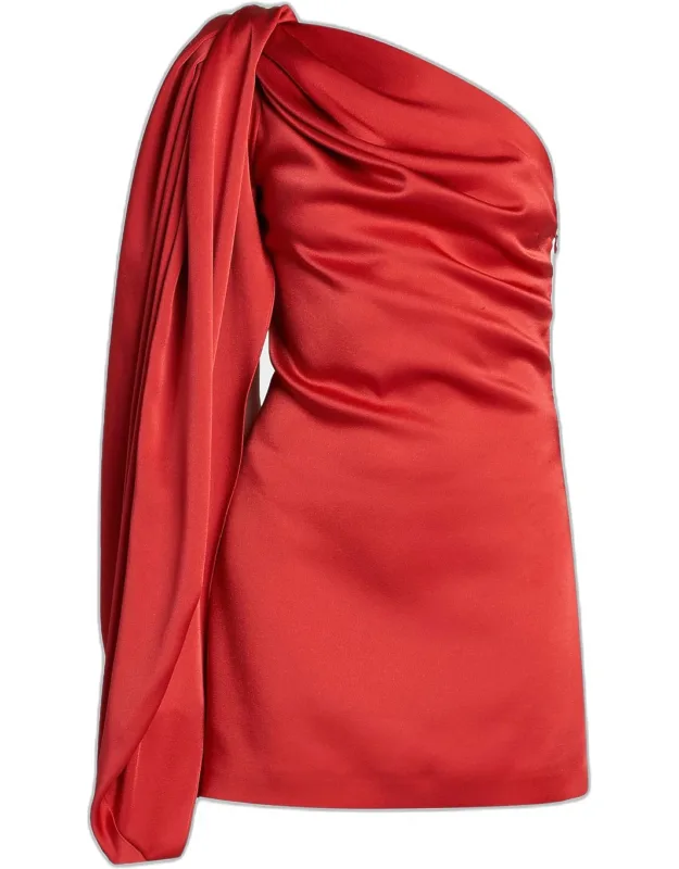 Draped Satin Sheath Mini Dress