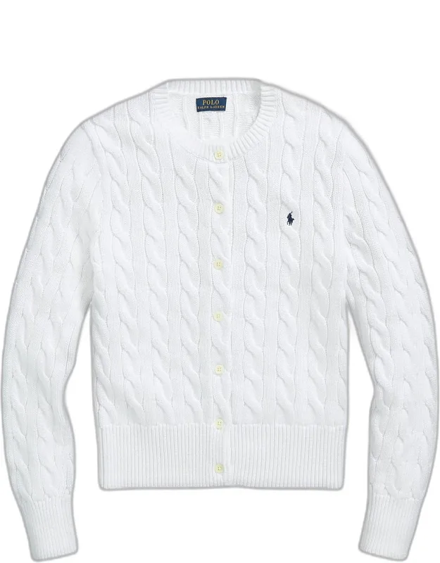 Cable-knit Cotton Crewneck Cardigan