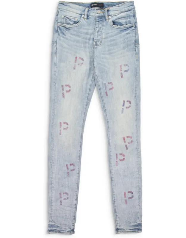 Light Embroidery Punch Plaid Skinny Jeans