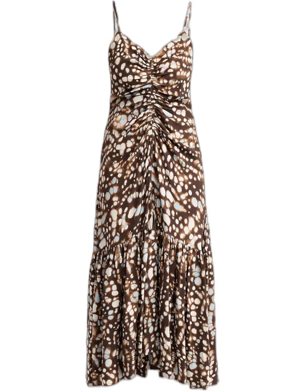 Ruched Speckled Midi Dress