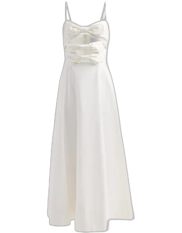 Cotton-blend Bow Midi Dress